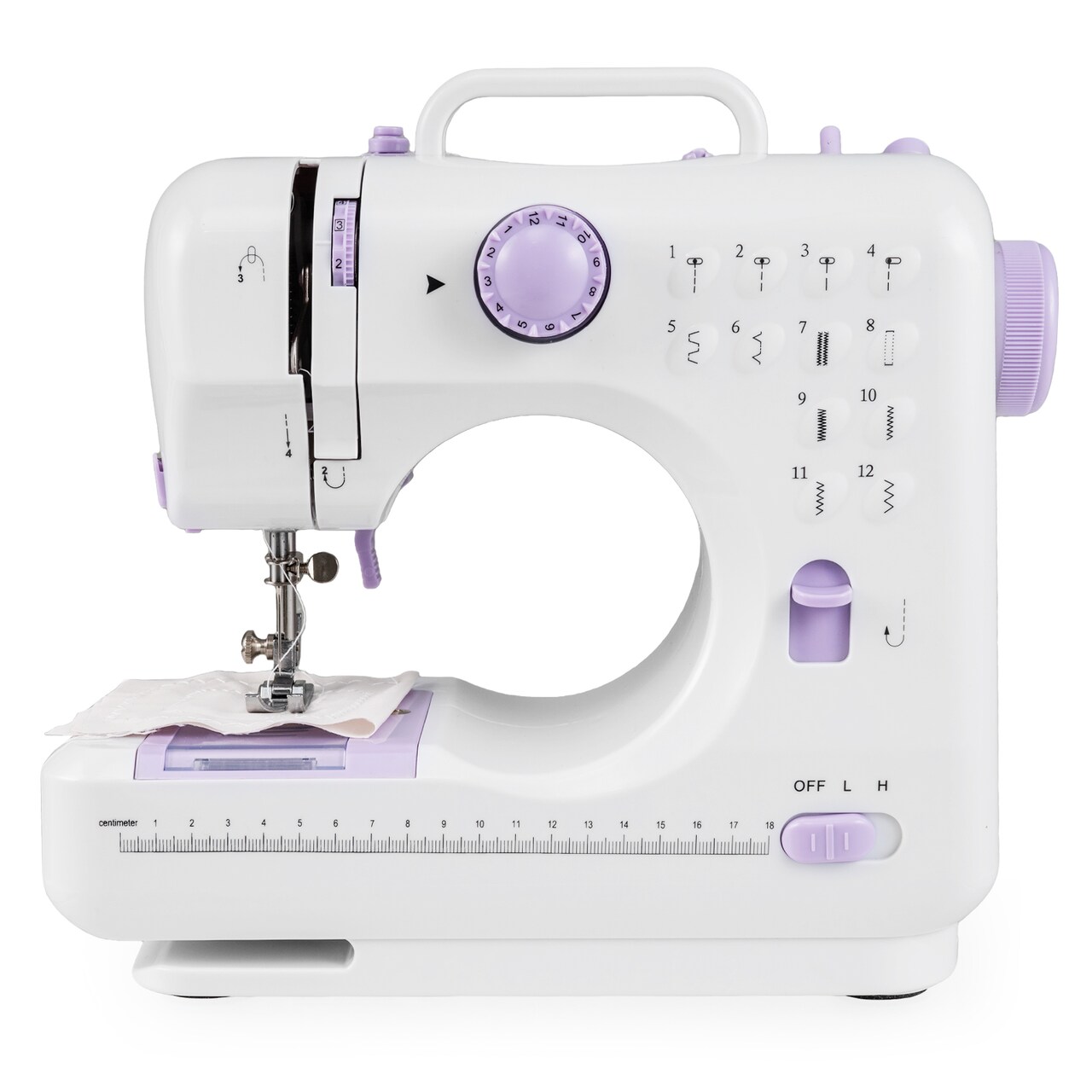 Portable Sewing Machine 12 Stitch Patterns Mini Electric Sewing Machine with Foot Pedal LED Light White Purple Beginner Home Use